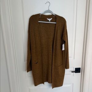 Time and Tru Tan Open-Front Cardigan